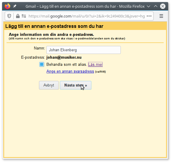 Gmail Skicka inställningar